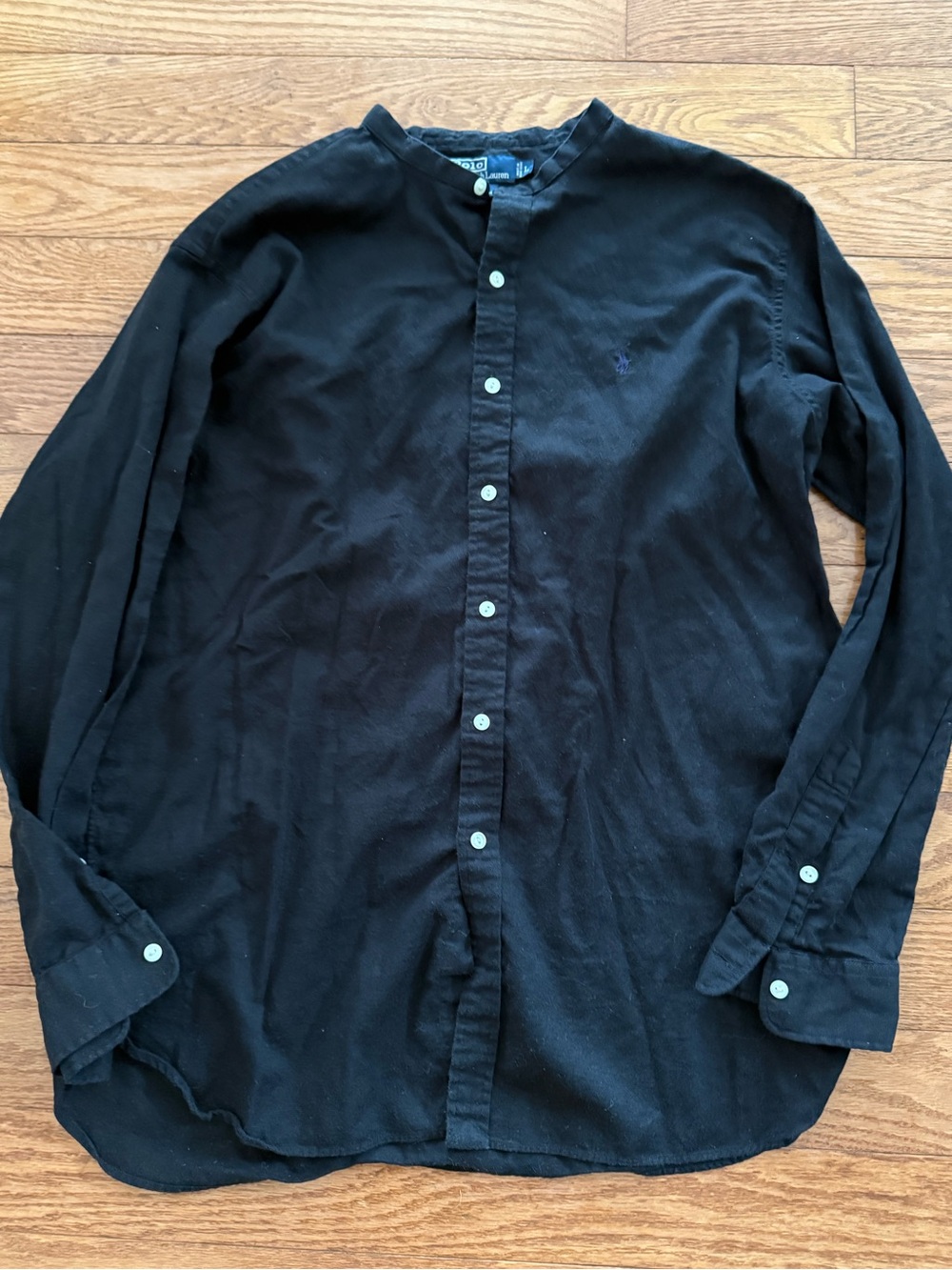 Polo Ralph Lauren Large Bernard 100% Cotton Long Sleeve Shirt Black Vintage